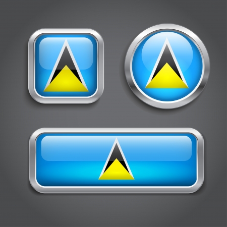 Set of Saint Lucia flag glass buttonsのイラスト素材