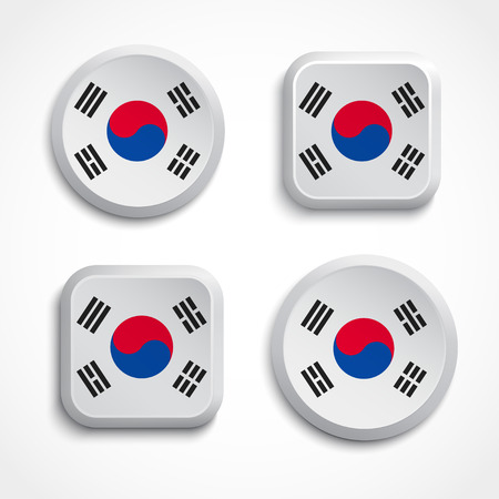 Set of South Korea flag icons, vector illustrationのイラスト素材