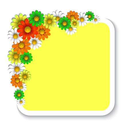 Floral background with colorful flowers and paper, vector illustrationのイラスト素材