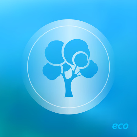 Transparent ecology  icon on the blurred  background. Forest tree. Vector illustrationのイラスト素材