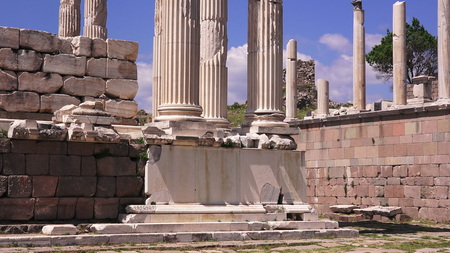 Pergamon museum, ruins of Trajan Temple, Turkey, Bergamaの写真素材
