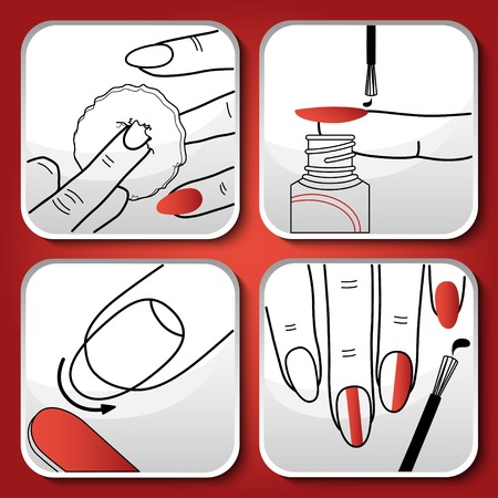 Beautiful vector red manicure iconsのイラスト素材