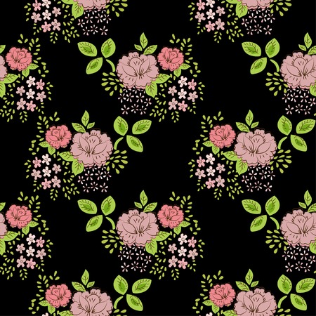 Floral seamless vintage pattern with roseのイラスト素材