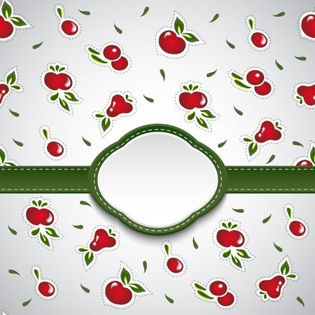 Green card with colorful fruitsのイラスト素材