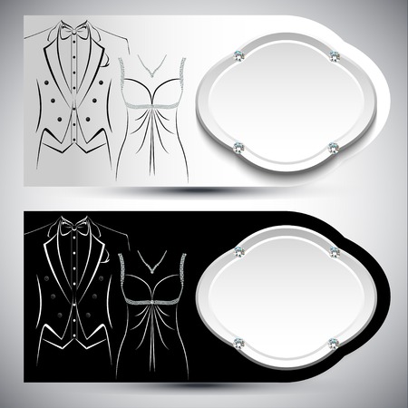 Black and white stylish invitation or wedding cardのイラスト素材