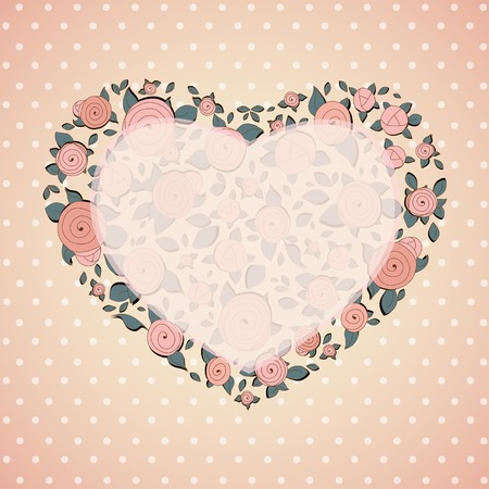 Vintage roses in shape of a heartのイラスト素材