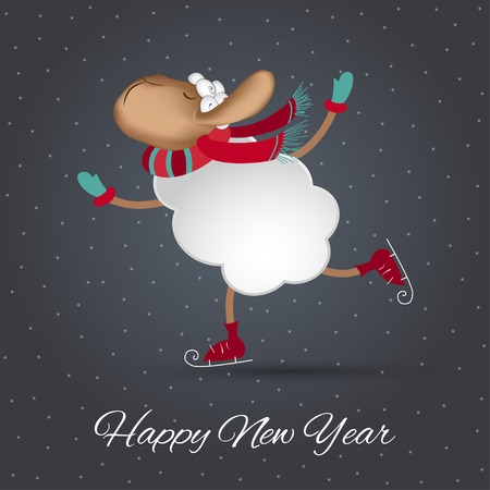 New years greeting card. Symbol of 2015 year of the sheep.のイラスト素材