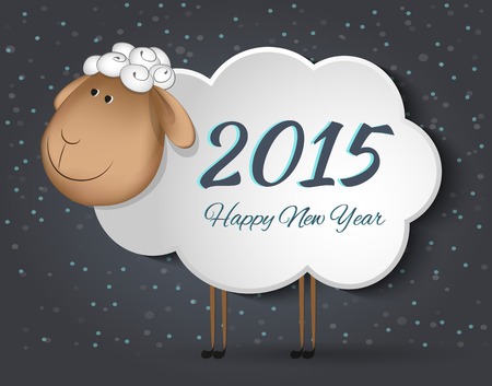 2015 new year card with blue sheep. vector illustrationのイラスト素材