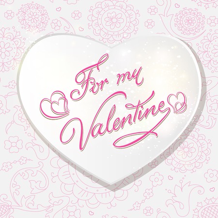 White paper heart Valentines day cardのイラスト素材