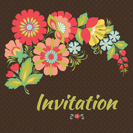 Wedding card or invitation with floral background.のイラスト素材
