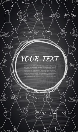 Hand drawn doodle food backgroundのイラスト素材