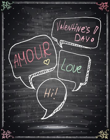 Valentines Day Lettering on a Chalkboard Background.のイラスト素材