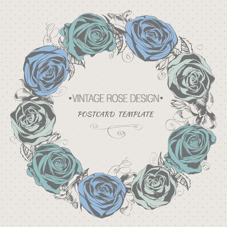 Floral wreath with roses. Vintage styleのイラスト素材