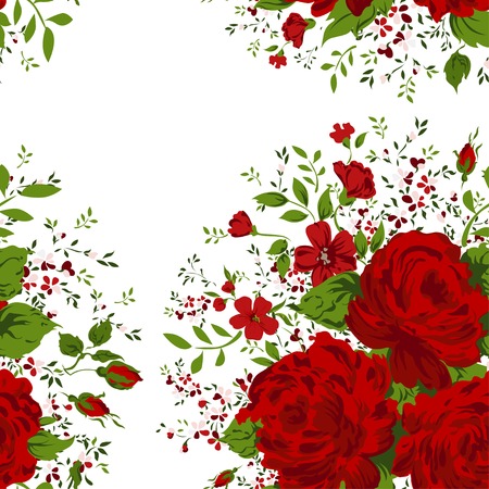 Pattern with of collection red roses on design background, vector illustrationのイラスト素材