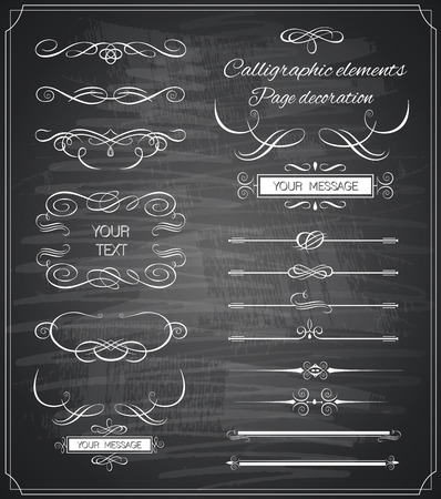 Vintage ornaments and dividers, calligraphic design elementsのイラスト素材