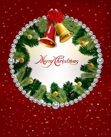 Christmas And New Year  Background With Bells. invitation card. Vector illustration.のイラスト素材