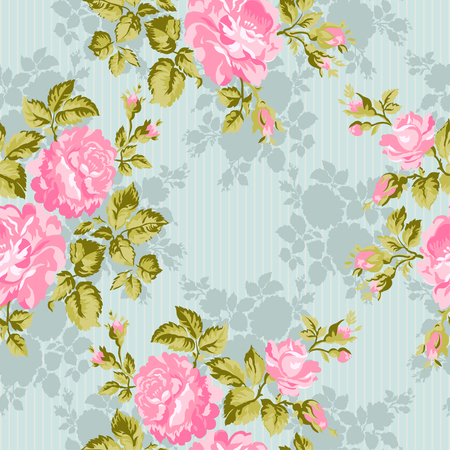 Floral pattern with pink roses. Floral Background. Easy to edit. Perfect for invitations or announcements.のイラスト素材