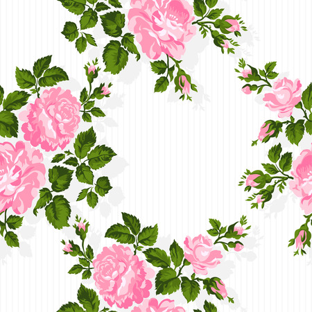 Floral pattern with pink roses. Floral Background. Easy to edit. Perfect for invitations or announcements.のイラスト素材