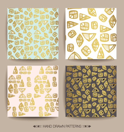 Set of Creative Patterns with Hand Drawn Textures. Geometric print. ethnic hipster backdrop. Patterns for Placards, Posters and Banner Designs.のイラスト素材