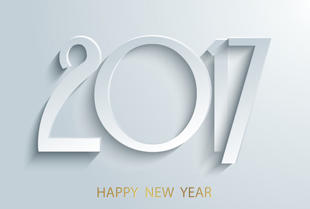 Happy New Year 2017 background. Calendar design typography illustration. Paper white design with shadows.のイラスト素材