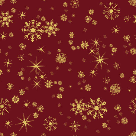 Vector Seamless Winter Pattern Background of Snowflakesのイラスト素材