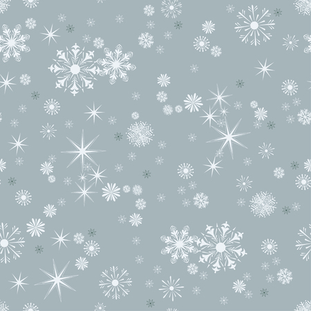 Vector Seamless Winter Pattern Background of Snowflakesのイラスト素材