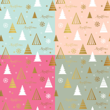 Merry Christmas and Happy New Year lettering pattern. Vector illustrationのイラスト素材