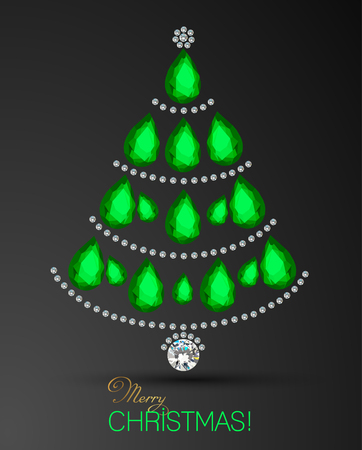 Abstract christmas tree made of green triangles. Christmas tree greeting card backgroundのイラスト素材