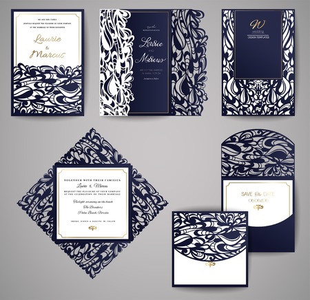 Wedding invitation or greeting card with floral ornament.のイラスト素材