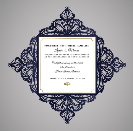 Wedding invitation or greeting card with floral ornament.のイラスト素材
