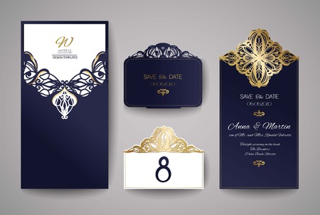 Wedding invitation or greeting card with floral ornament.のイラスト素材