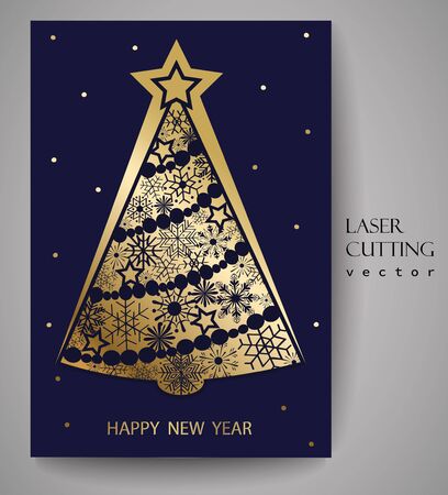 Stylized Christmas tree decoration made from swirl shapes. New Year design template.のイラスト素材