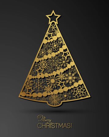 Stylized Christmas tree decoration made from swirl shapes. New Year design template.のイラスト素材