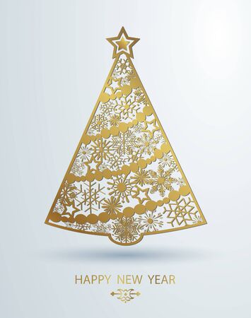 Stylized Christmas tree decoration made from swirl shapes. New Year design template.のイラスト素材