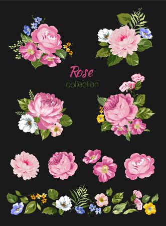 Beautiful isolated pink flowers on the whiteのイラスト素材