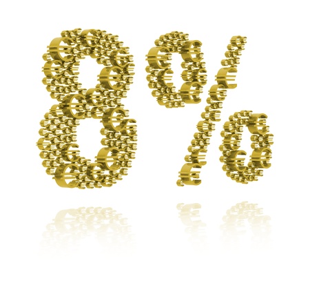 A 3D illustration of  eight percent made by euro-signsの写真素材