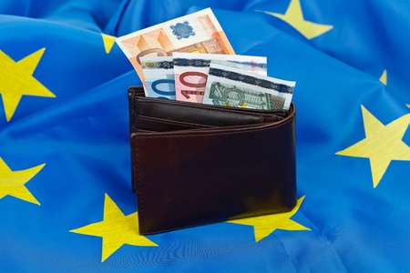 EU flag with wallet and money