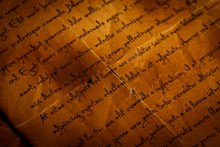 Closeup view of written antique letter