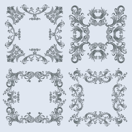 Vintage floral frames setのイラスト素材