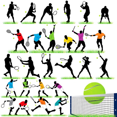 Tennis players silhouettes setのイラスト素材