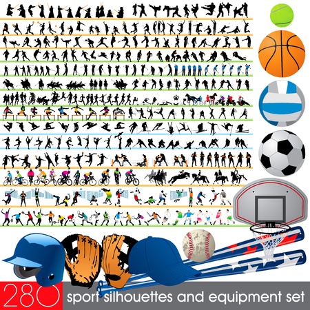 280 sport silhouettes and equipment setのイラスト素材