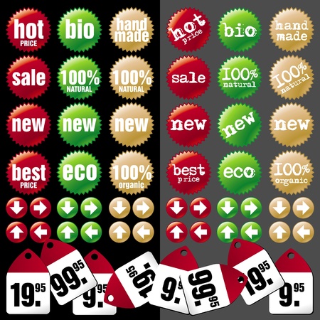 Sale, Bio, Eco buttons and labelsのイラスト素材