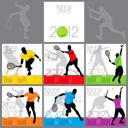 Tennis Aces 2012 Calendar Templateのイラスト素材