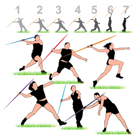 Javeline Athletes Silhouettes Setのイラスト素材
