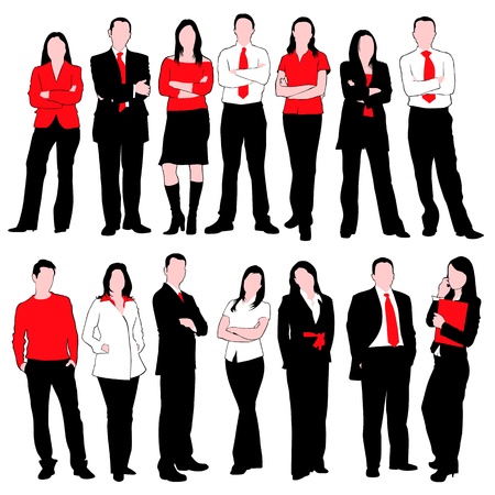 Business People Silhouettes Set isolated on white backgroundのイラスト素材