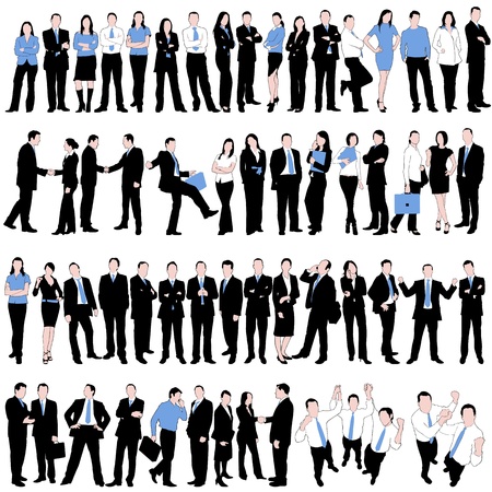 60 Business People Silhouettes Set isolated on white backgroundのイラスト素材