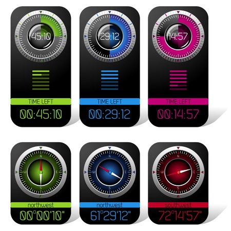 Digital Chronometer and Compass Displaysのイラスト素材