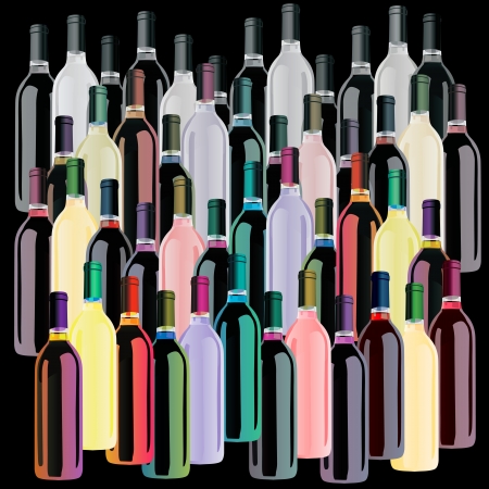Colored Wine Bottles Setのイラスト素材