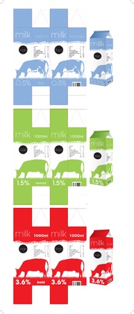 3 milk packaging templatesのイラスト素材