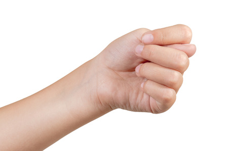 Gestures of children's hands isolated on white backgroundの写真素材